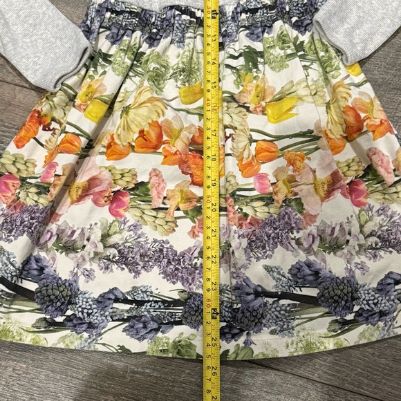Molo Kids Dress - Gray with Multicolor Floral Skirt - Picture 3 of 5
